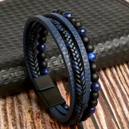 Käekett - lasuriidi ja obsidiaaniga